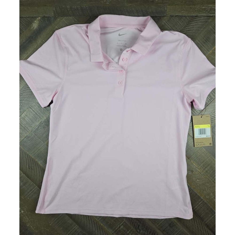 Nike Dri-FIT Golf Polo Womens Small Light Pink Short Sleeve Shirt FQ1574-663 NWT